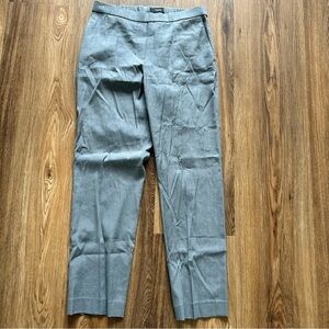 Theory Womens Treeca Pull On Pants 2 Gray Soft‎ Crunch Linen Blend Elastic Waist